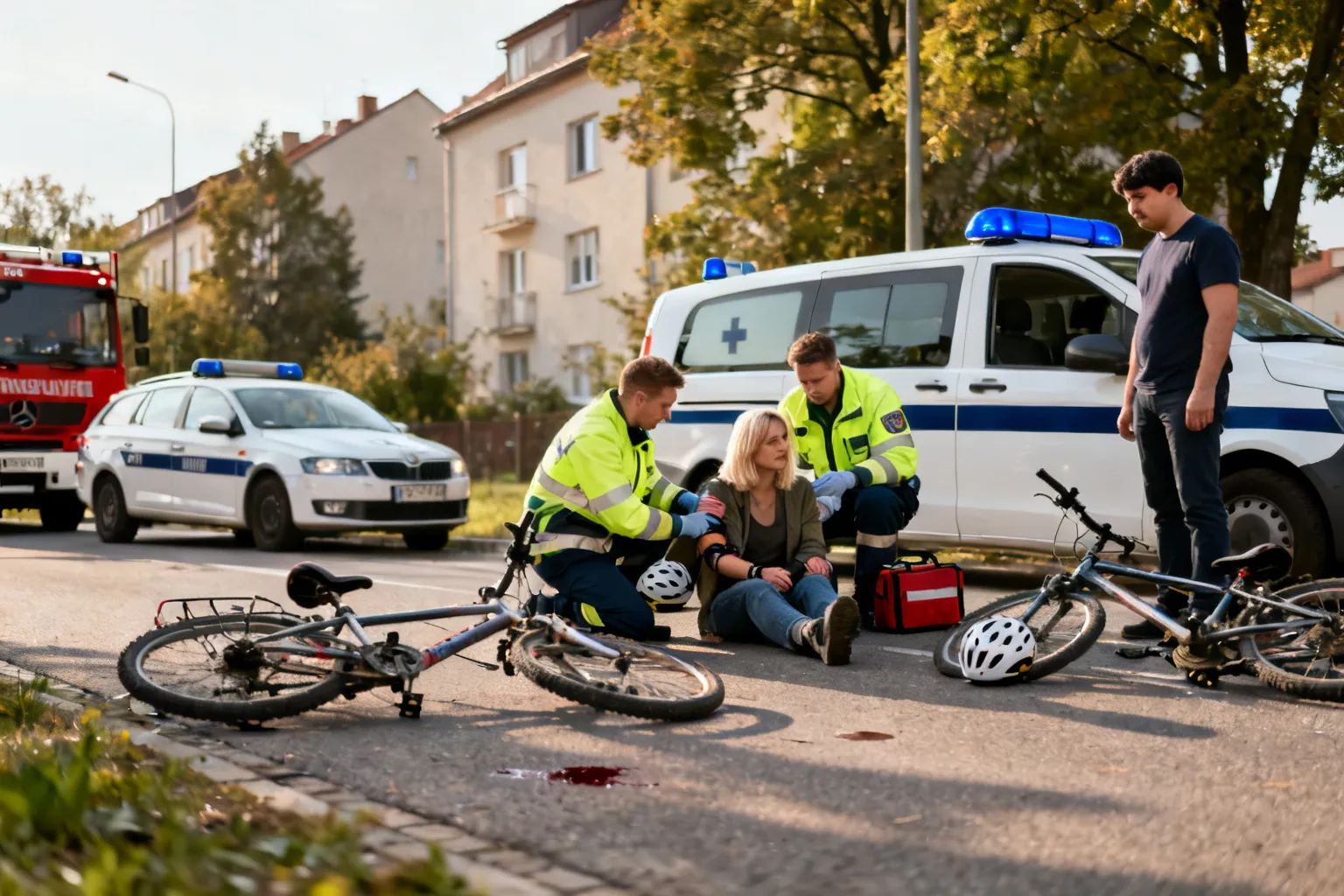 Wypadek z rowerzystami w powiecie polkowickim — trzy osoby ranne