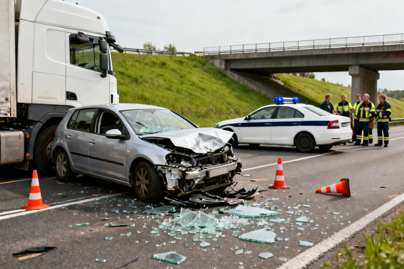 Wypadek na A4 przy 97. kilometrze — Seat zderzył się ze Scanią, cztery osoby ranne