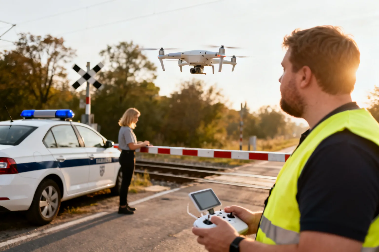 Dron w akcji „Bezpieczny przejazd kolejowy” w powiecie kłodzkim